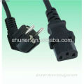 European Power Cord with 3-pin Power Plug and C13 Computer Connector